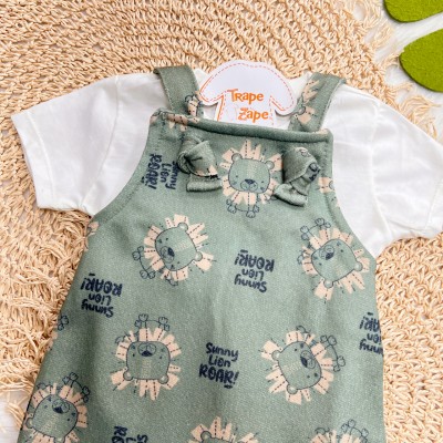 Conj. Camiseta e Jardineira Sunny Lion Roar - Verde